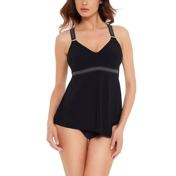 Magicsuit Star Studded Carly Top Black Racerback Soft Cup Tankini Size 8 - Picture 1 of 4
